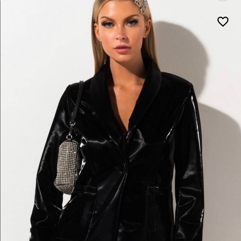 Akira liquid leather look dress coat